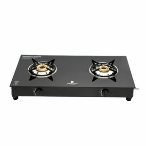 Emerald 2 Burner MS Glass Top LPG Stove with Brass Burners