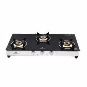 CXJ-32 3-Burner Glass Top LPG Stove with Brass Burners