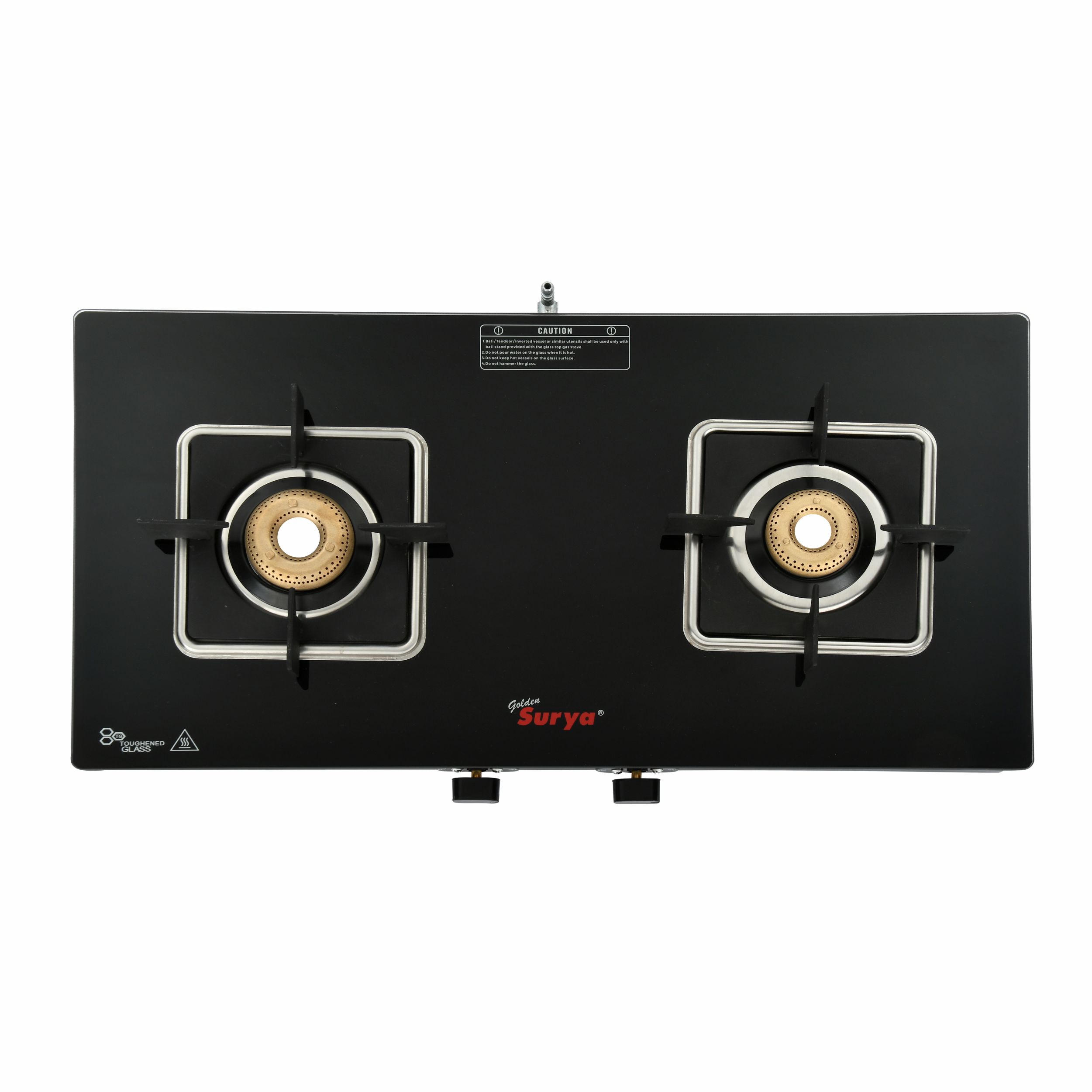 CXJ-22 MS ACCORD (Golden Surya Premium Toughened Glass Top Manual Ignition 2 Forged Brass Burner Gas Stove) - Image 3