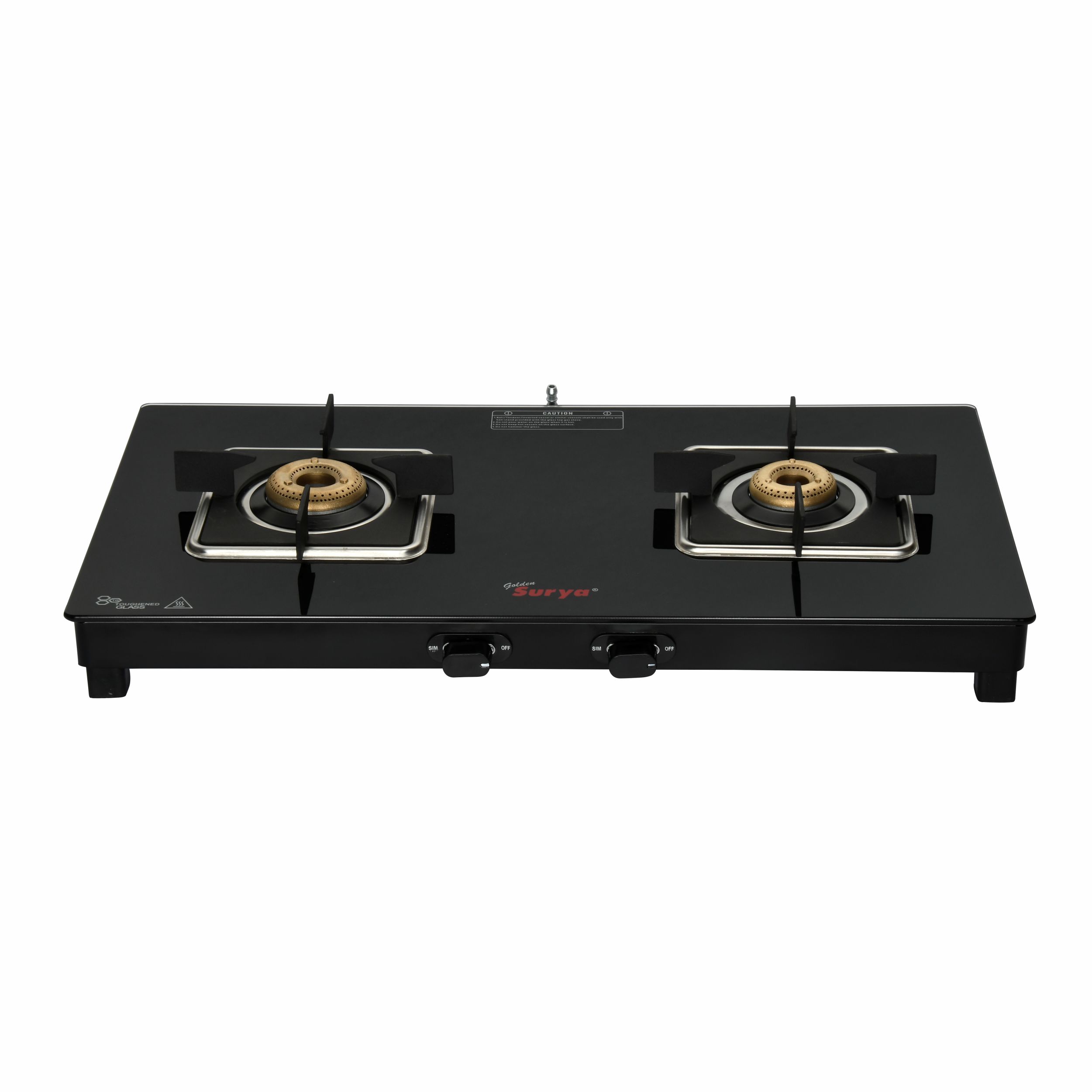 CXJ-22 MS ACCORD (Golden Surya Premium Toughened Glass Top Manual Ignition 2 Forged Brass Burner Gas Stove)