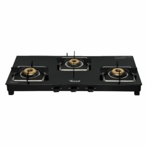 CXJ-32 MS ACCORD (Golden Surya Premium Toughened Glass Top Manual Ignition 3 Forged Brass Burner Gas Stove)
