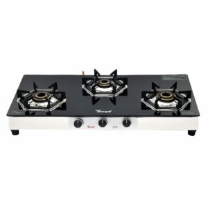 Flamex (Golden Surya Premium Toughened Glass Top Stainless Steel Body Manual Ignition Forged Brass Burner Gas Stove)