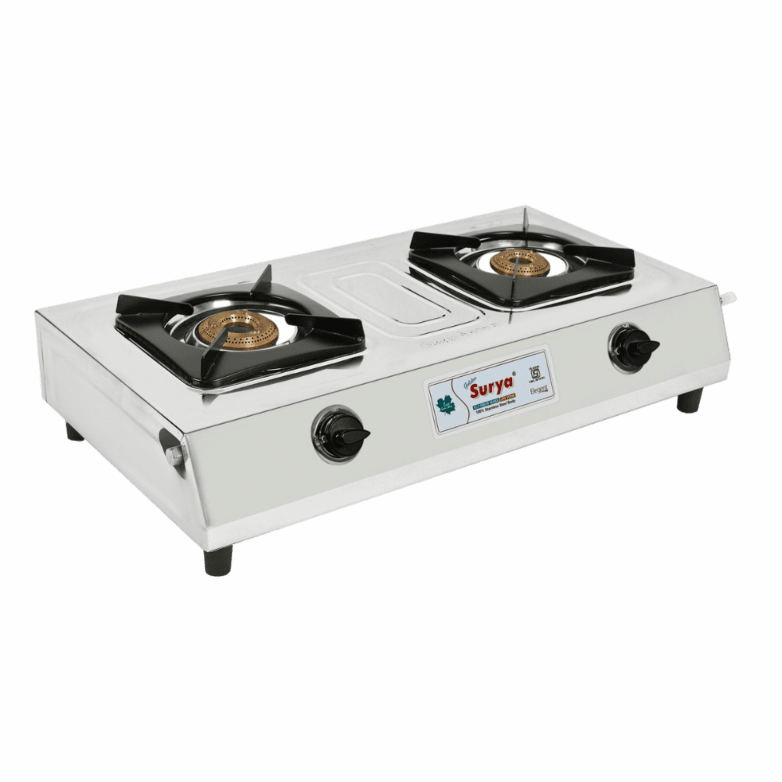 Elegent (Classic Premium Stainless Steel Manual Ignition Tri Pin Brass 2 Burner Gas Stove) - Image 2